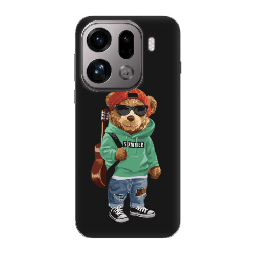 Oppo Find X9 Pro Summer Tedy Black Colored Silicone TPU Θήκη